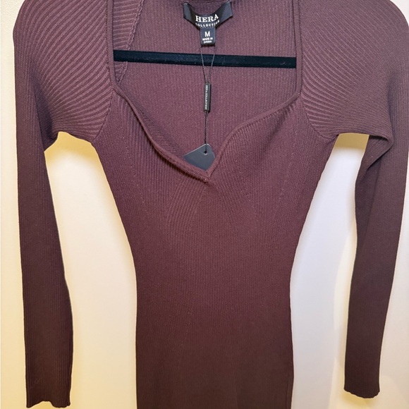 Hera Collection Ribbed Mini Dress in Brown - Picture 2 of 5